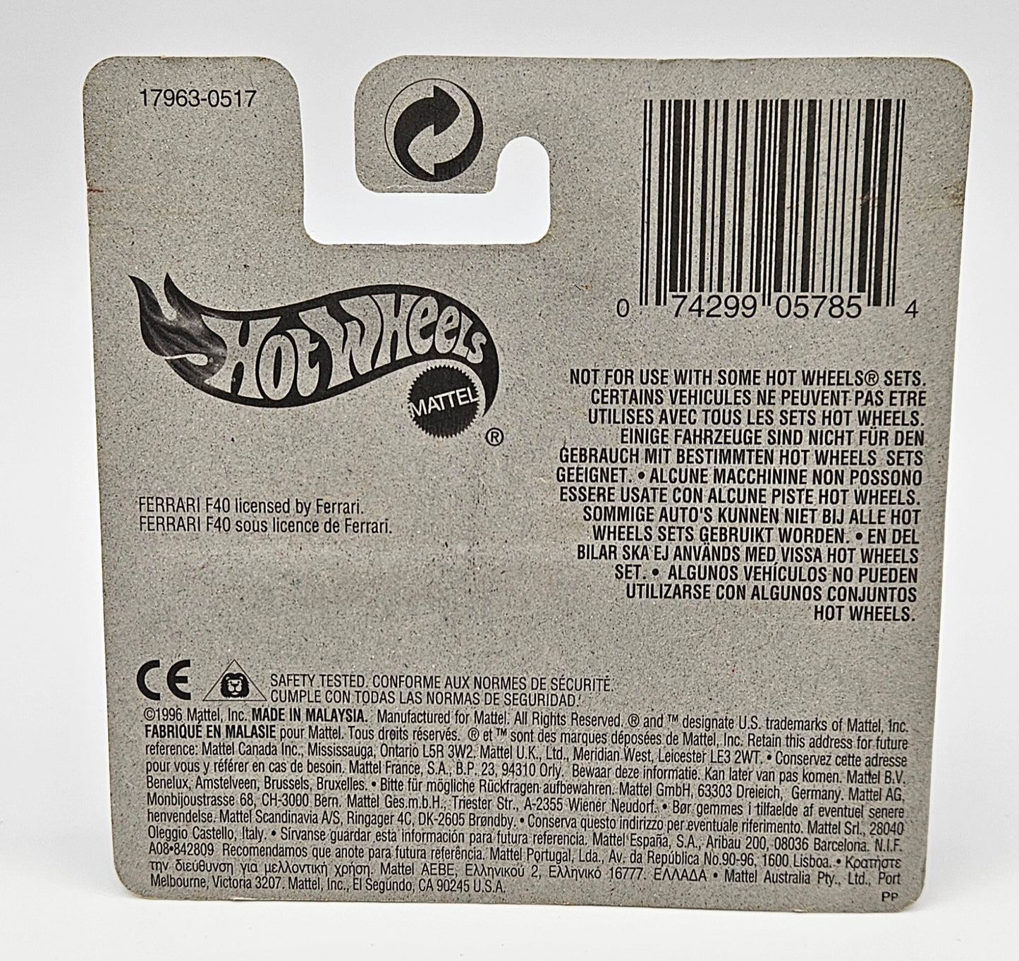 F40 1996 short card +protector